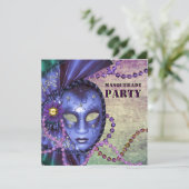 Green Lila Masquerade Party Einladung (Stehend Vorderseite)