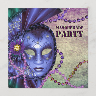 Green Lila Masquerade Party Einladung