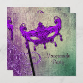 Green Lila Masquerade Party Einladungen (Vorne/Hinten)