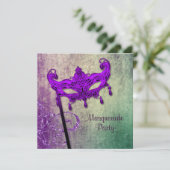 Green Lila Masquerade Party Einladungen (Stehend Vorderseite)