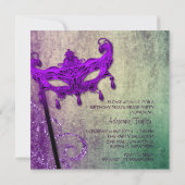 Green Lila Masquerade Party Einladungen (Rückseite)