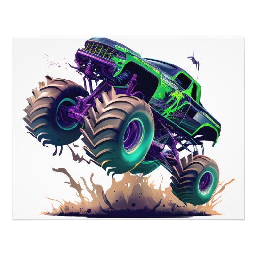 Green & Lila Monster Truck Fotodruck (Vorne)