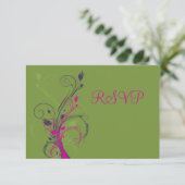 Green Lila Pink White Floral RSVP Card Einladung (Stehend Vorderseite)