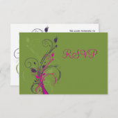 Green Lila Pink White Floral RSVP Card Einladung (Vorne/Hinten)