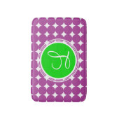 Green & Lila Polka Dot Monogramm Badematte (Vorderseite Vertikal)