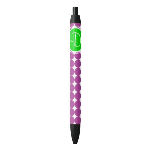 Green & Lila Polka Dot Monogramm Kugelschreiber (Vorderseite Vertikal)