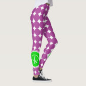 Green & Lila Polka Dot Monogramm Leggings (Rechts)