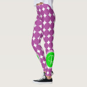 Green & Lila Polka Dot Monogramm Leggings (Links)