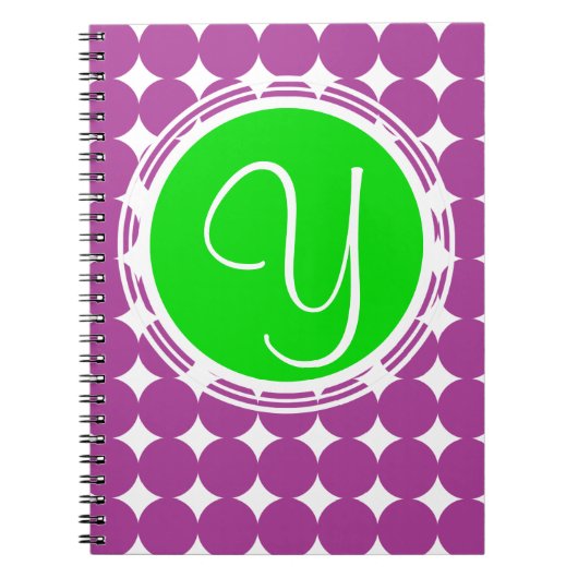 Green & Lila Polka Dot Monogramm Notizblock (Vorderseite)