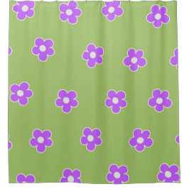 Green Lila Retro Y2K Blume Muster Duschvorhang