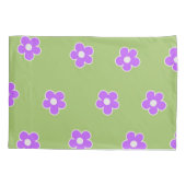 Green Lila Retro Y2K Blume Muster Kissenbezug (Rückseite)