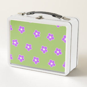 Green Lila Retro Y2K Blume Muster Metall Brotdose