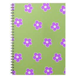 Green Lila Retro Y2K Blume Muster Notebook Notizblock
