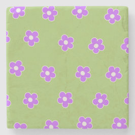Green Lila Retro Y2K Blume Muster Steinuntersetzer