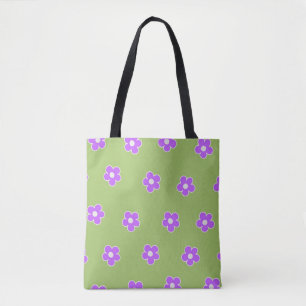 Green Lila Retro Y2K Blume Muster Tasche
