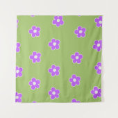 Green Lila Retro Y2K Blume Muster Wandteppich (Vorderseite (Horizontal))