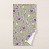 Green Lila Retro Y2K Funky Hippie Blume Muster Badhandtuch Set (Handtuch)