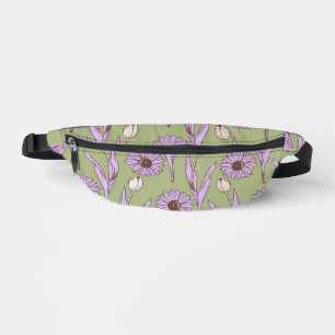 Green Lila Retro Y2K Funky Hippie Blume Muster Bauchtasche