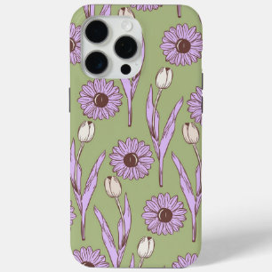 Green Lila Retro Y2K Funky Hippie Blume Muster Case-Mate iPhone Hülle