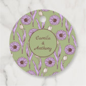 Green Lila Retro Y2K Funky Hippie Blume Muster Geschenkanhänger (Rückseite)