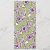 Green Lila Retro Y2K Funky Hippie Blume Muster Menükarte (Rückseite)