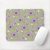 Green Lila Retro Y2K Funky Hippie Blume Muster Mousepad (Mit Mouse)