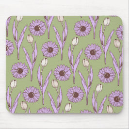 Green Lila Retro Y2K Funky Hippie Blume Muster Mousepad