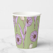 Green Lila Retro Y2K Funky Hippie Blume Muster Pappbecher (Rechts)