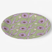 Green Lila Retro Y2K Funky Hippie Blume Muster Pappteller (Schrägansicht)