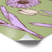 Green Lila Retro Y2K Funky Hippie Blume Muster Poster (Ecke)