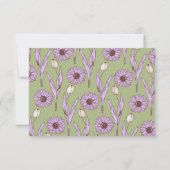 Green Lila Retro Y2K Funky Hippie Blume Muster RSVP Karte (Rückseite)