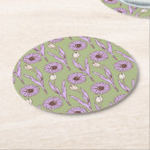 Green Lila Retro Y2K Funky Hippie Blume Muster Runder Pappuntersetzer (Angewinkelt)