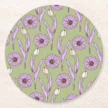 Green Lila Retro Y2K Funky Hippie Blume Muster