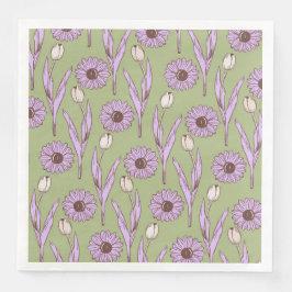 Green Lila Retro Y2K Funky Hippie Blume Muster Serviette