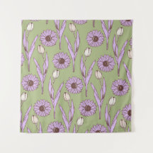 Green Lila Retro Y2K Funky Hippie Blume Muster