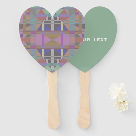 Green Lila rosa Geometrisches Set von Fans Fächer (Vorne und Hinten)