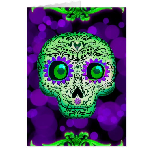 Green & Lila Sugar Skull GlasshHalloween (Vorne)
