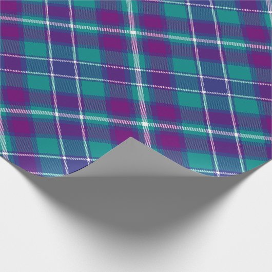Green, Lila und Blue Tartan Rotated Geschenkpapier (Ecke)