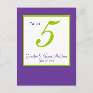 Green Lila Wedding Tischnummer Cards