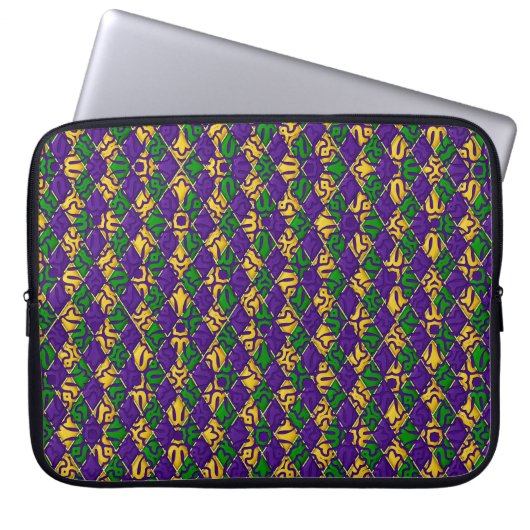 GREEN LILA YELLOW WHITE MARDI GRAS FLEUR DI LIS LAPTOPSCHUTZHÜLLE (Vorderseite)