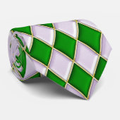 Green & Lilac Diamond Muster Mardi Gras Krawatte (Gerollt)