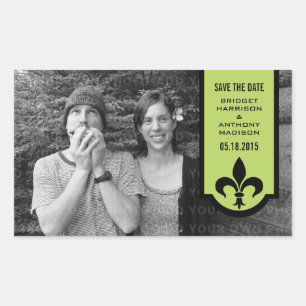 Green Lilie Banner Save the Date Stickers