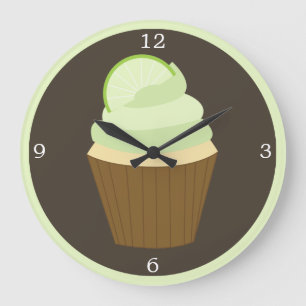 Green Lime Cupcake Große Wanduhr