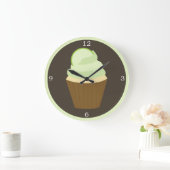 Green Lime Cupcake Große Wanduhr (Zuhause)