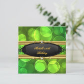 Green Limon Birthday Party Gold Black Diamond Einladung (Stehend Vorderseite)
