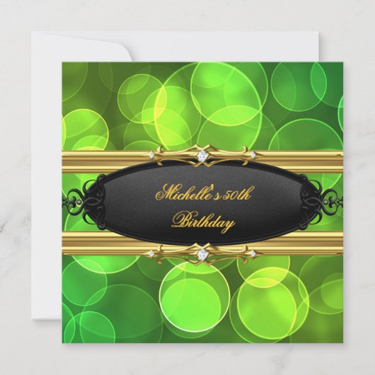 Green Limon Birthday Party Gold Black Diamond Einladung (Vorderseite)