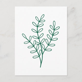 Green line art delicate leaves postkarte