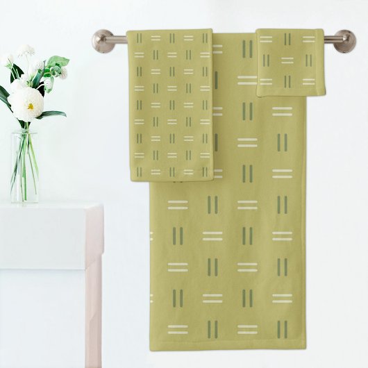Green Line Pattern Towel Badhandtuch Set