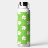 GREEN LINEN LOOK WITH WHITE IRISH SHAMROCKS TRINKFLASCHE (Rückseite)
