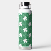 GREEN LINEN LOOK WITH WHITE IRISH SHAMROCKS TRINKFLASCHE (Rückseite)